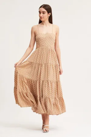 Polka Dot Maxi Dress Sleeveless Evening Village Glow