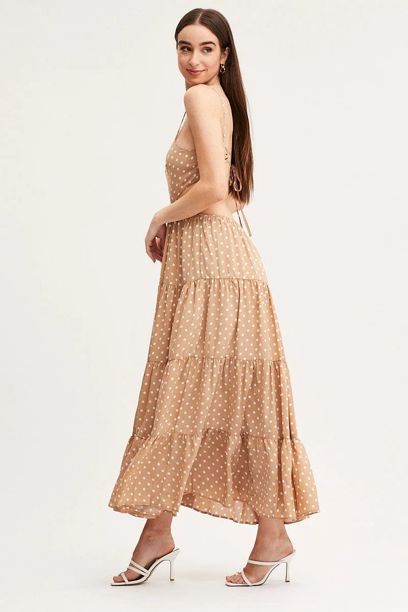 Bridge Walk Polka Dot Maxi Dress Sleeveless Evening