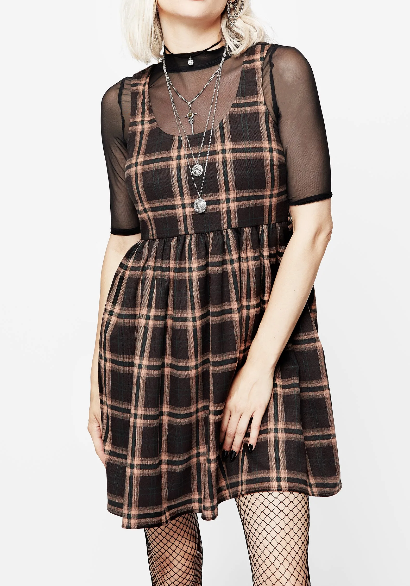 Stylish simple short dress Ambrose Check Mini Dress