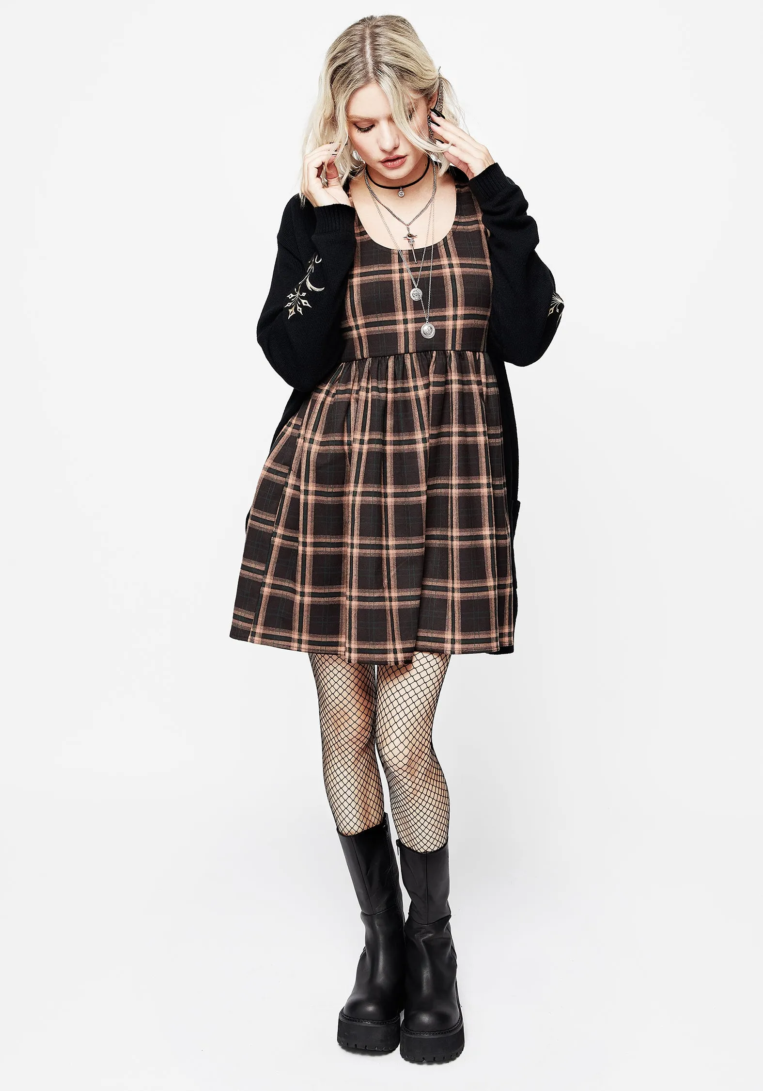 Street Glam Urban Soft Ambrose Check Mini Dress