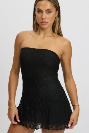 Black Mini Dress Strapless Lace Bold vibrant dress