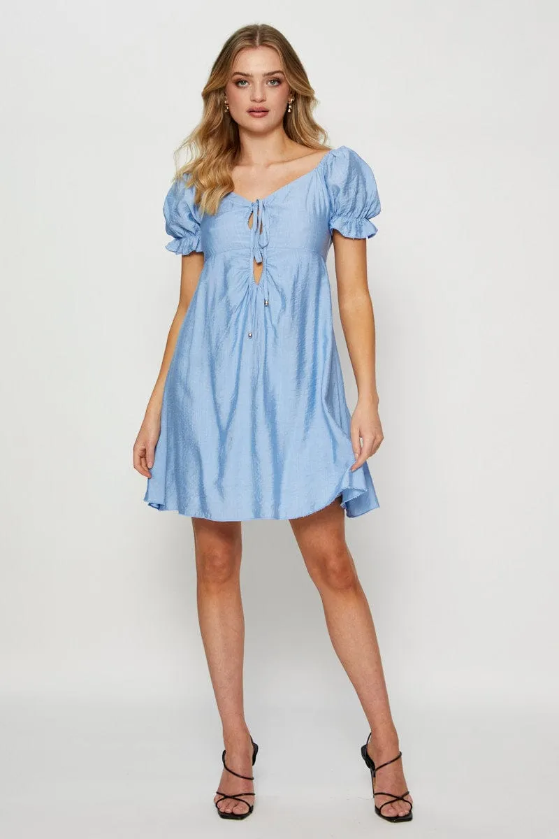 Moisture Management Blue Mini Dress Short Sleeve