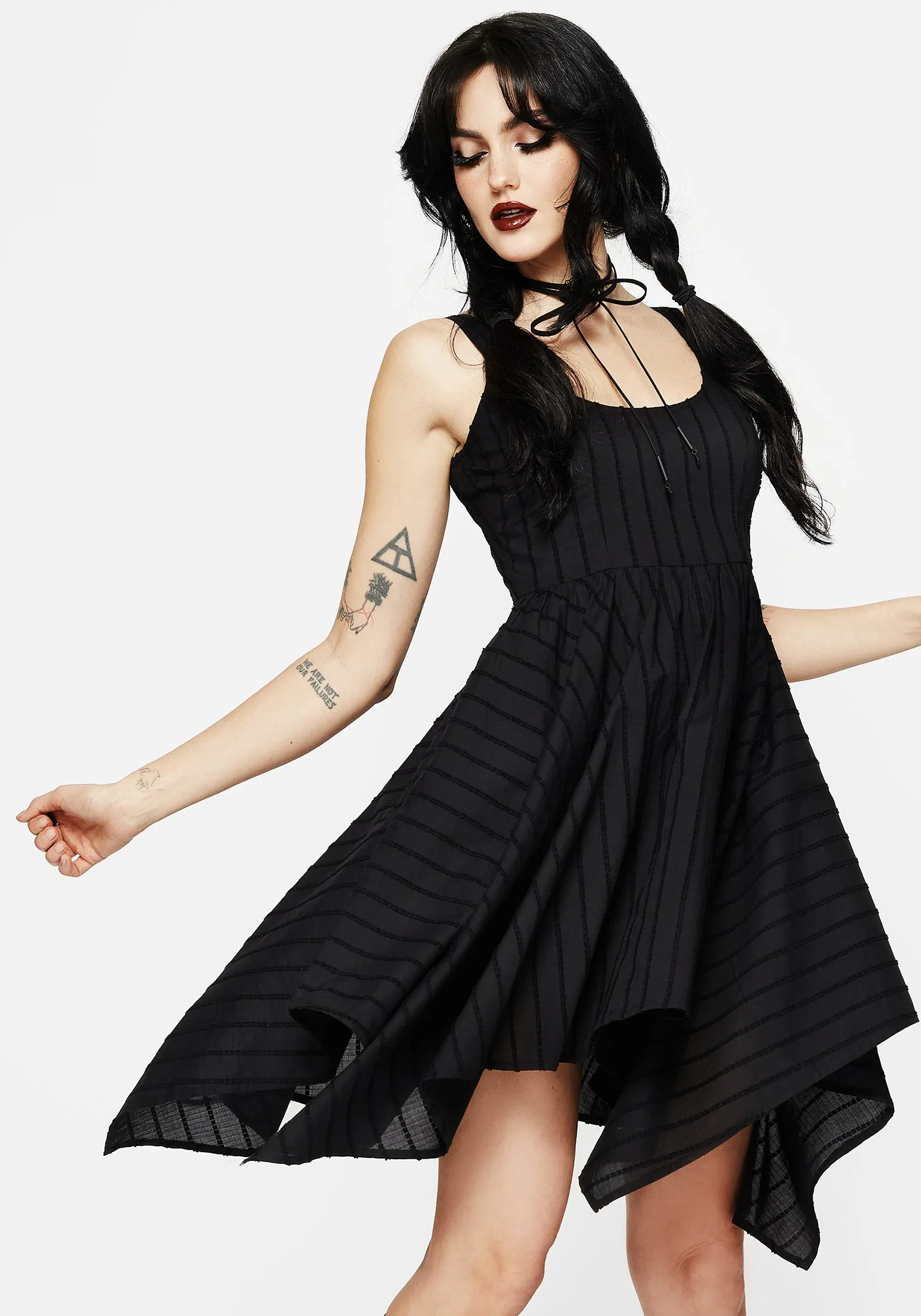 Blythe Handkerchief Hem Mini Dress Snag Free Slit Thigh Modification