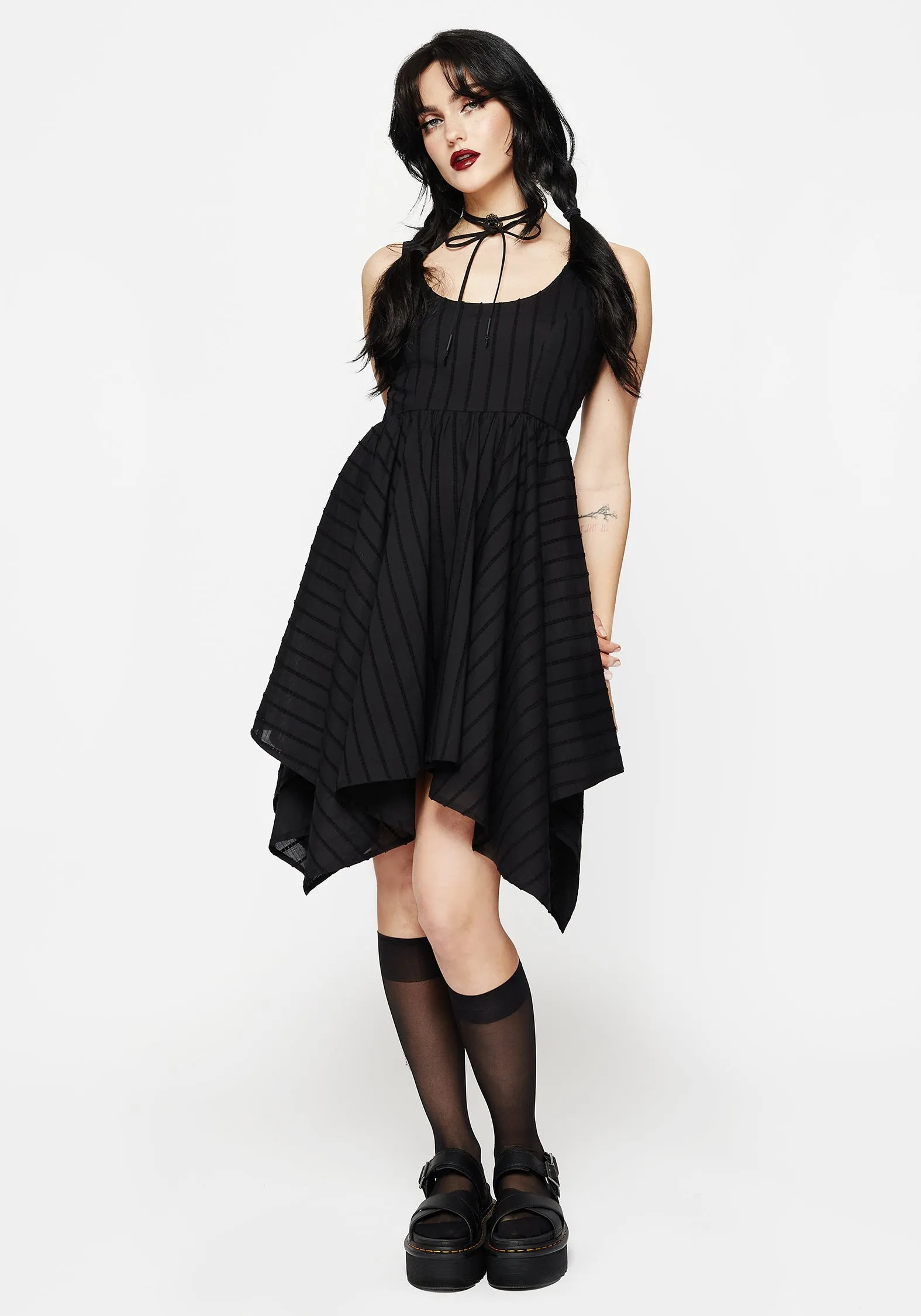 Blythe Handkerchief Hem Mini Dress Keyhole Neckline Style Street Pop