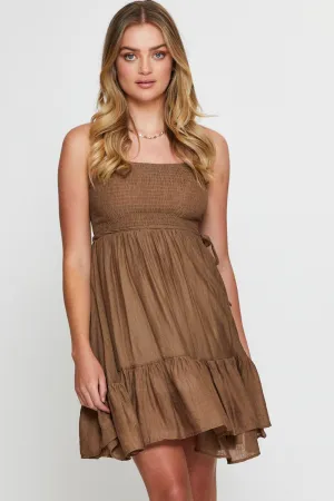 Night Glow Feminine short dress Brown A Line Dress Mini