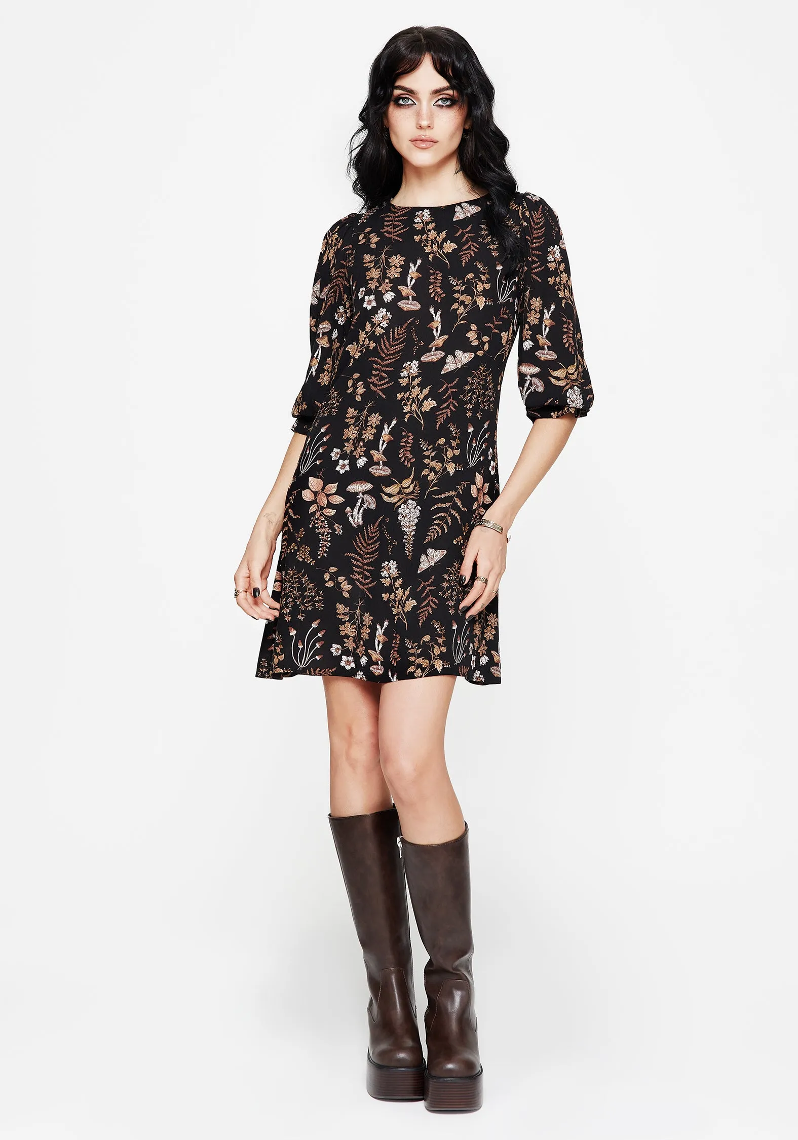 Luthien Shoulder Button Detail Mini Smock Dress Style Beat Timeless mini silhouette