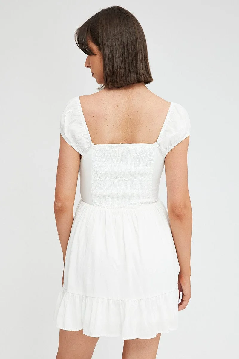 White Fit And Flare Dress Mini All Day Wear
