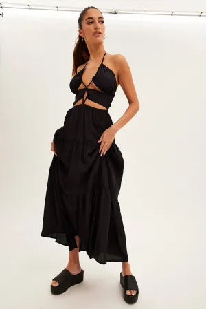 Tide Glow Storm Calm Black Cut Out Maxi Dress