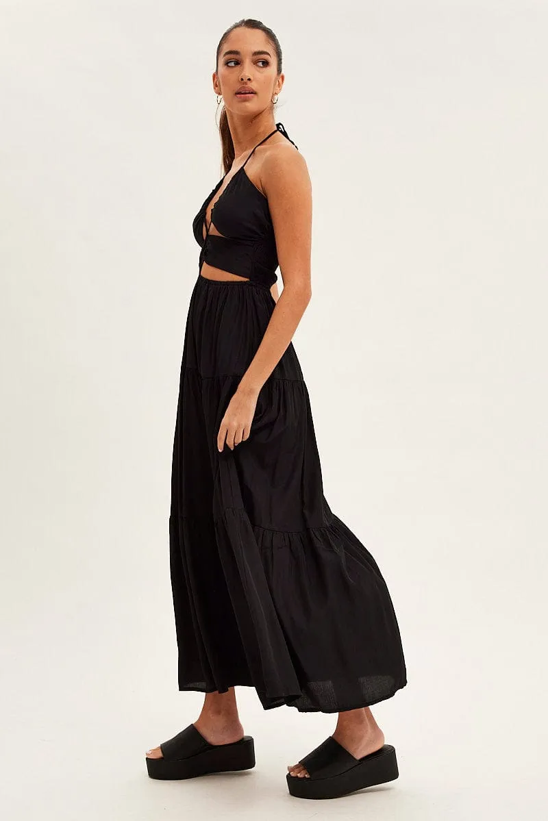 Fantasy Touch Air Glow Black Cut Out Maxi Dress