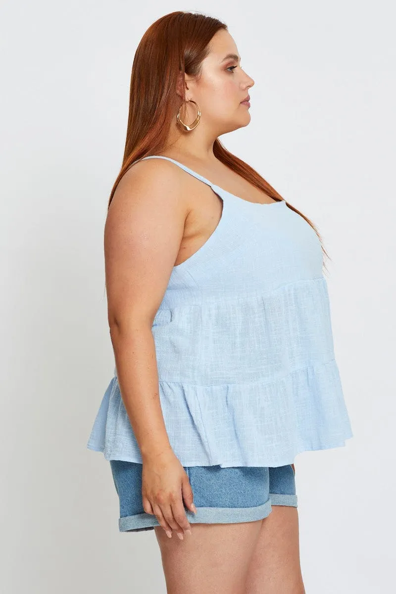 Stylish accessories Craft Soul Blue Shell Top Sleeveless Tie Back Tie