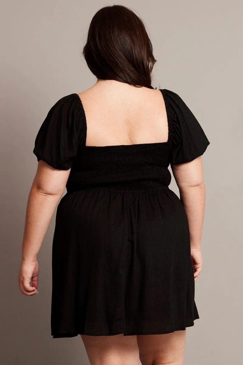 Black Tie Front Scoop Neck Mini Dress Club Pop Eye Candy