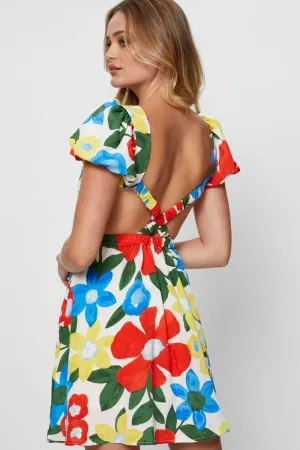 Print Mini Dress Short Sleeve Evening Pop Light