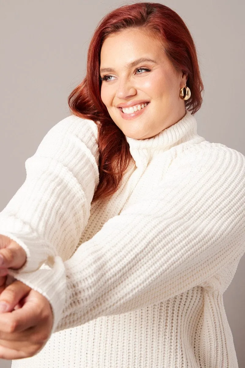 White Chenille Sweater Minidress Everyday Hoodie Earthy Tones
