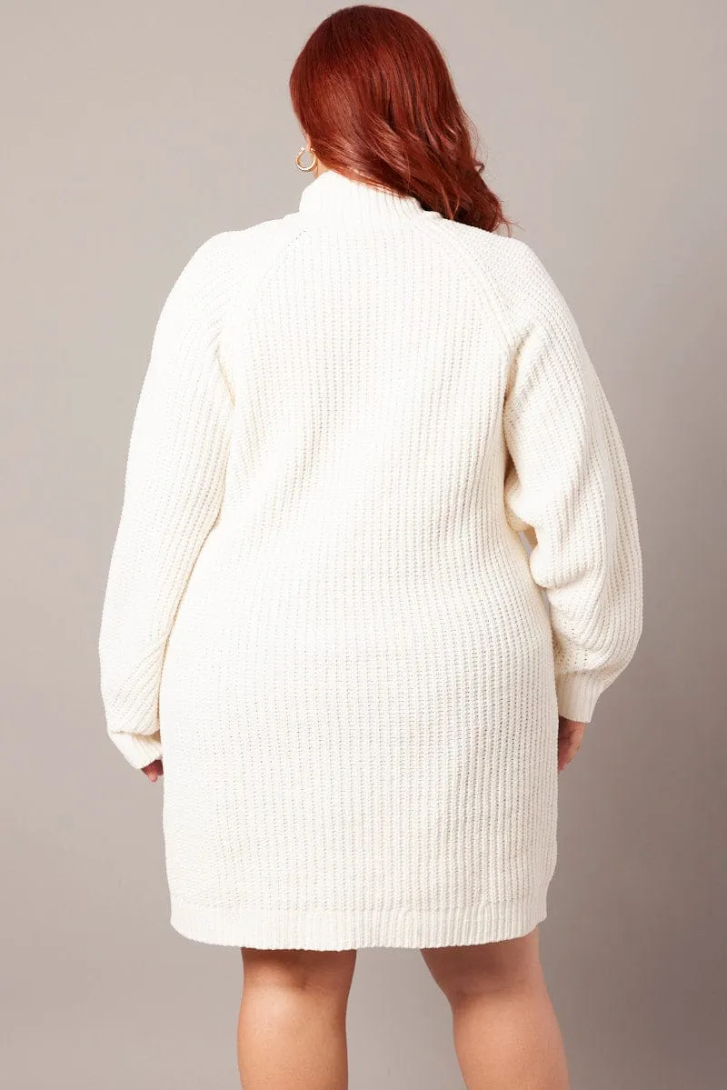 White Chenille Sweater Minidress Team Pride
