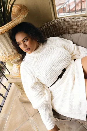 Convenient Semi Formal White Chenille Sweater Minidress