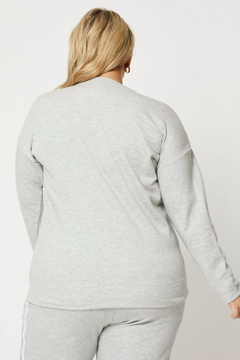 product hiking suitability Grey Fleece Sweatshirt Boston Long Sleeve Longline