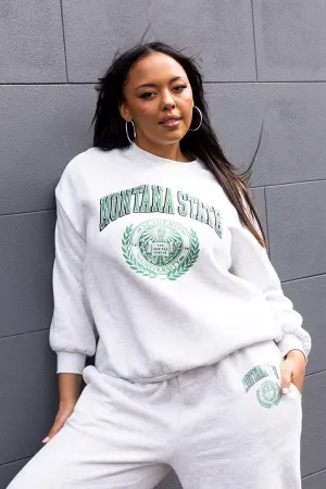 product ring elegance Grey Oversized Sweater Long Sleeve Crew Neck