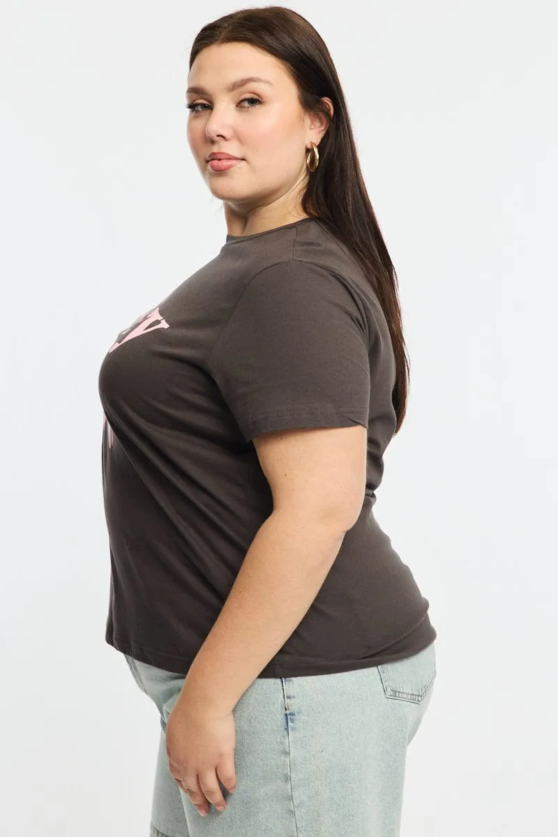 Grey Spicy T-shirt Outdoor Look easygoing look