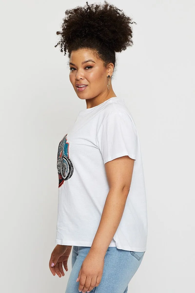 Workout Gear Minimalist Aesthetic White Graphic T-shirt Motorcycle Short Sleeve Cotton