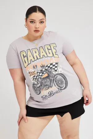 Grey Graphic T-shirt Short Sleeve Crew Neck Everyday Essential
