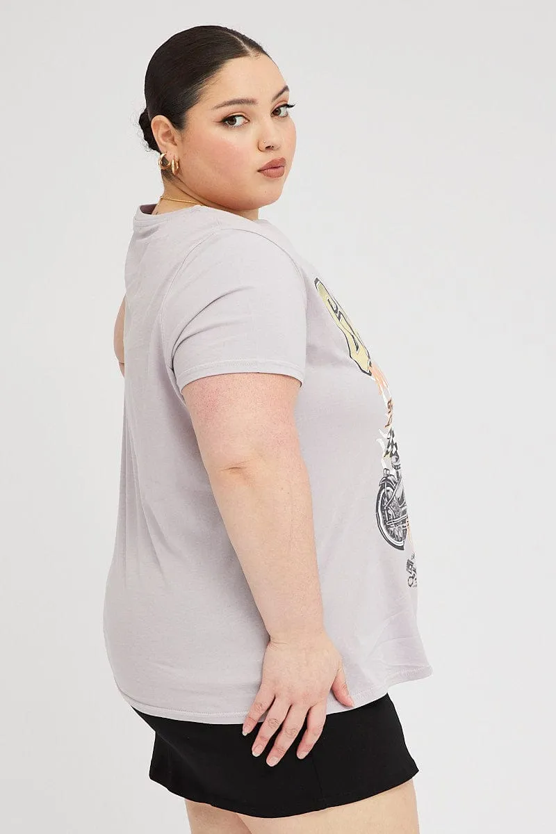 Grey Graphic T-shirt Short Sleeve Crew Neck Organic Cotton