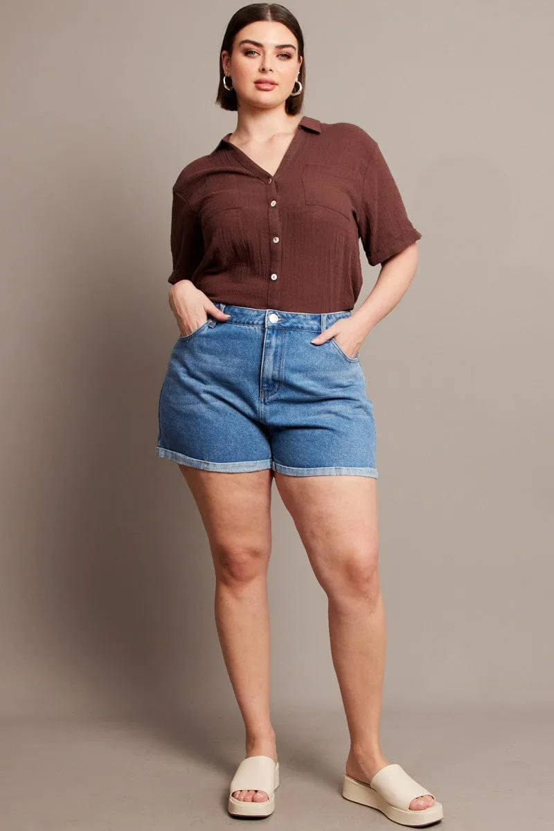 Star Fit Denim Mom Shorts High Rise