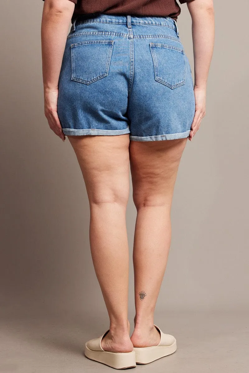 Denim Mom Shorts High Rise ThermalRegulating Fabric