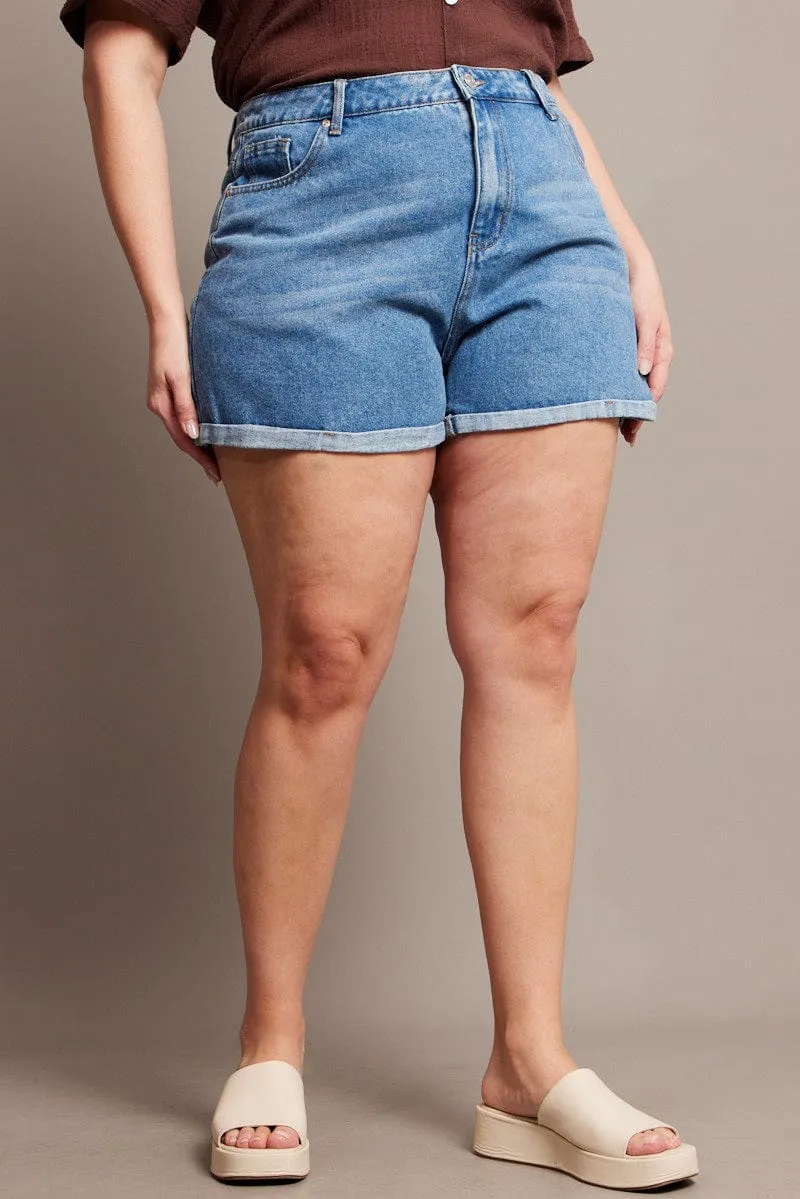 Repair Fit Denim Mom Shorts High Rise