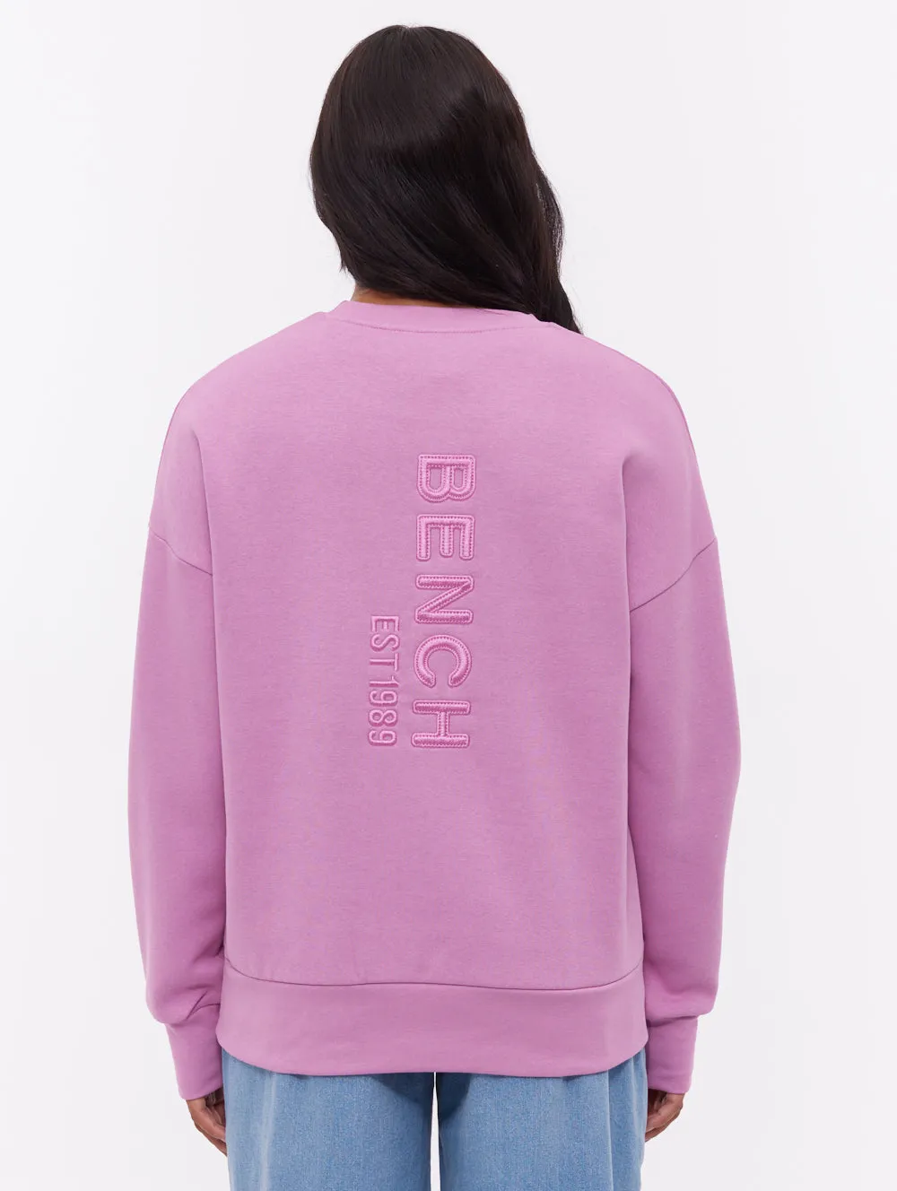 MachineWashable Fabric Joda Vertical Logo Crew Neck - Pink