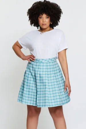 Check Mini Tennis Skirt Pleated Flexible Motion Daytime Look
