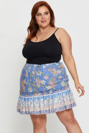 Heat Dissipating Fabric Easy Fit Boho Print Mini Skater Skirt Elastic Waist