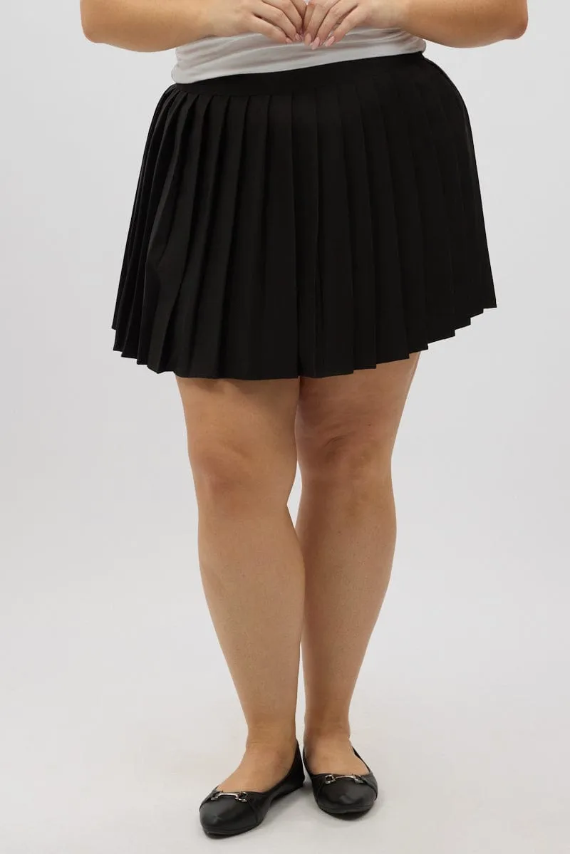 Relaxed Style Black Tennis Skirt