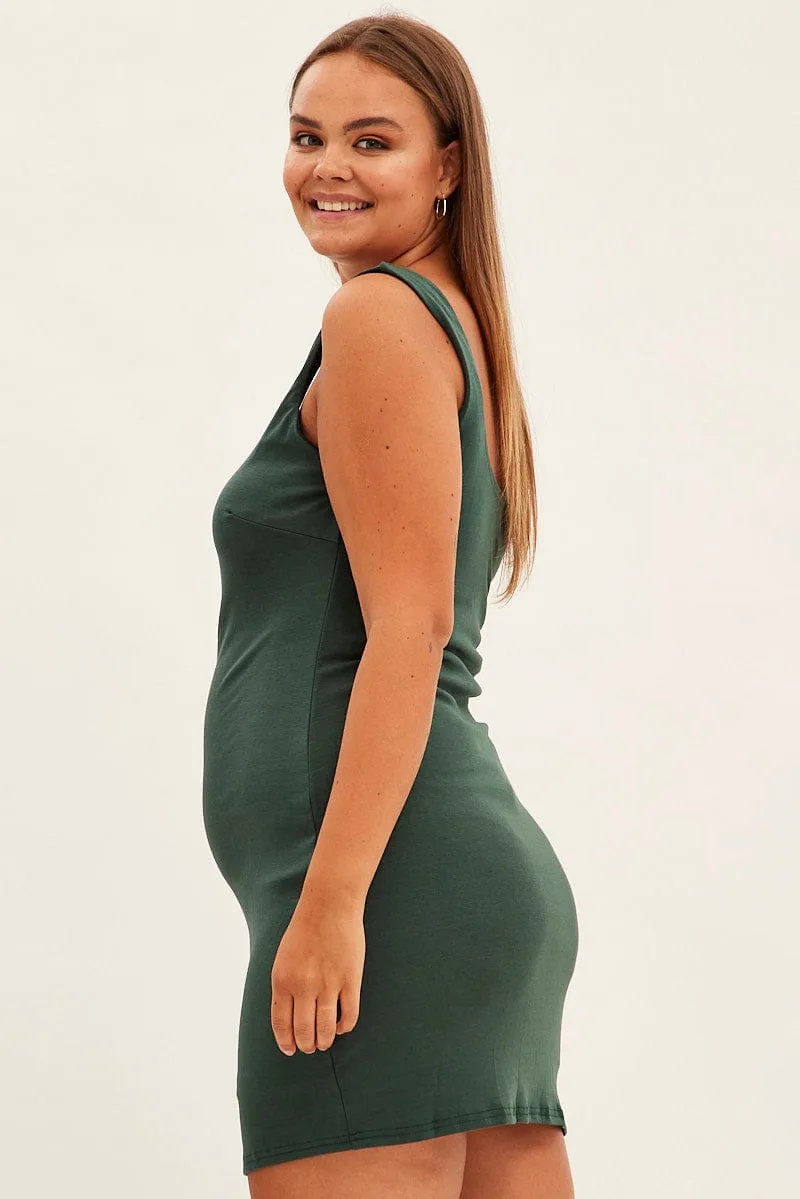 Green Bodycon Sleeveless Mini Dress Chic Prints