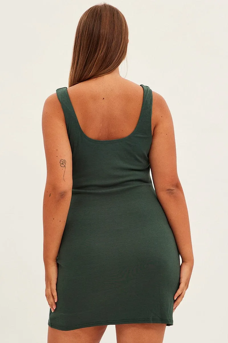 Green Bodycon Sleeveless Mini Dress Comfortable summer outing dress