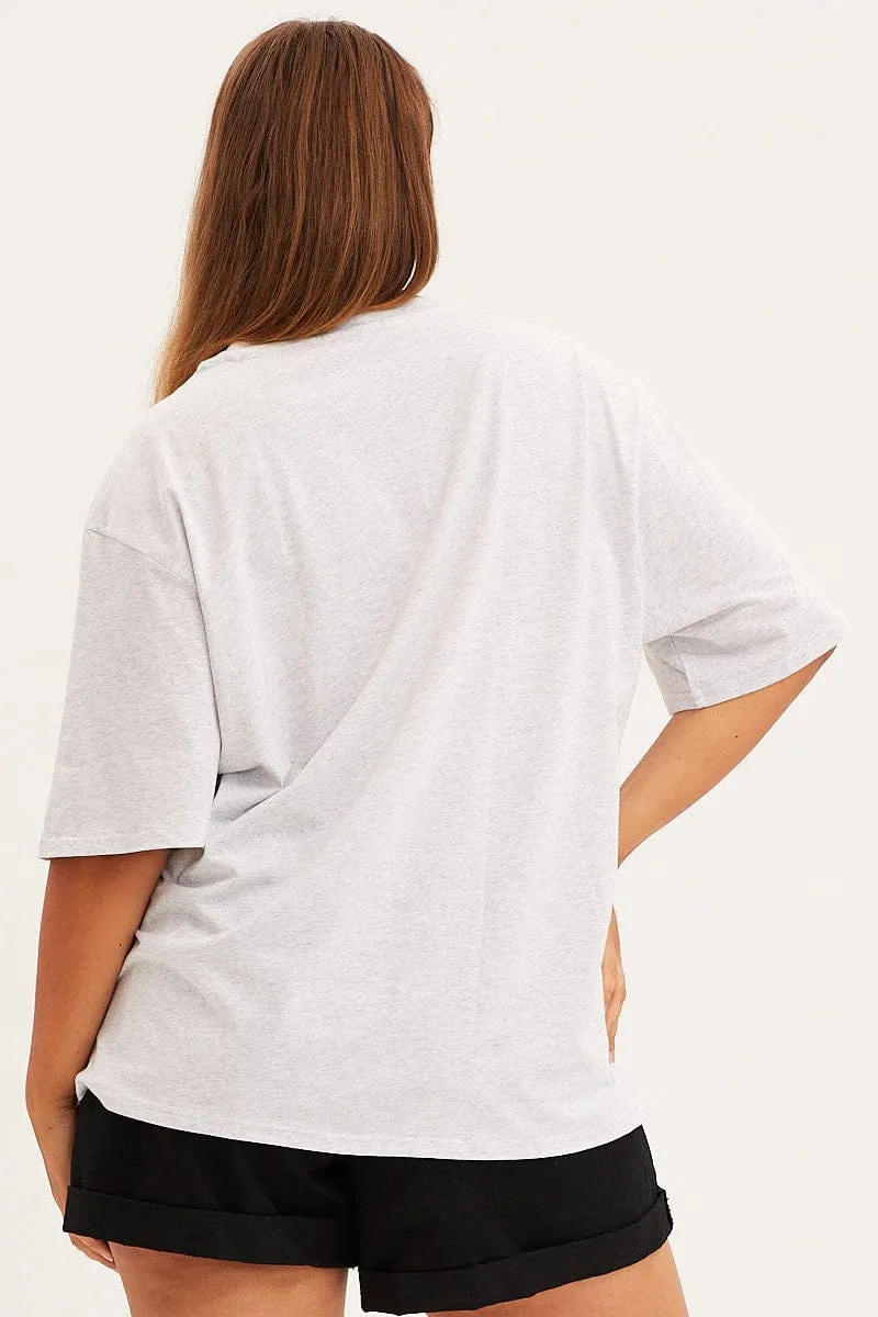 Grey Graphic T-shirt Short Sleeve Crew Neck Classic and Comfy Outdoor Style Trend