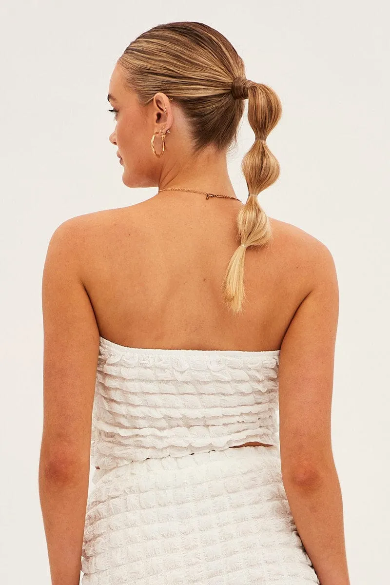 Minimal Touch White Textured Mini Skirt