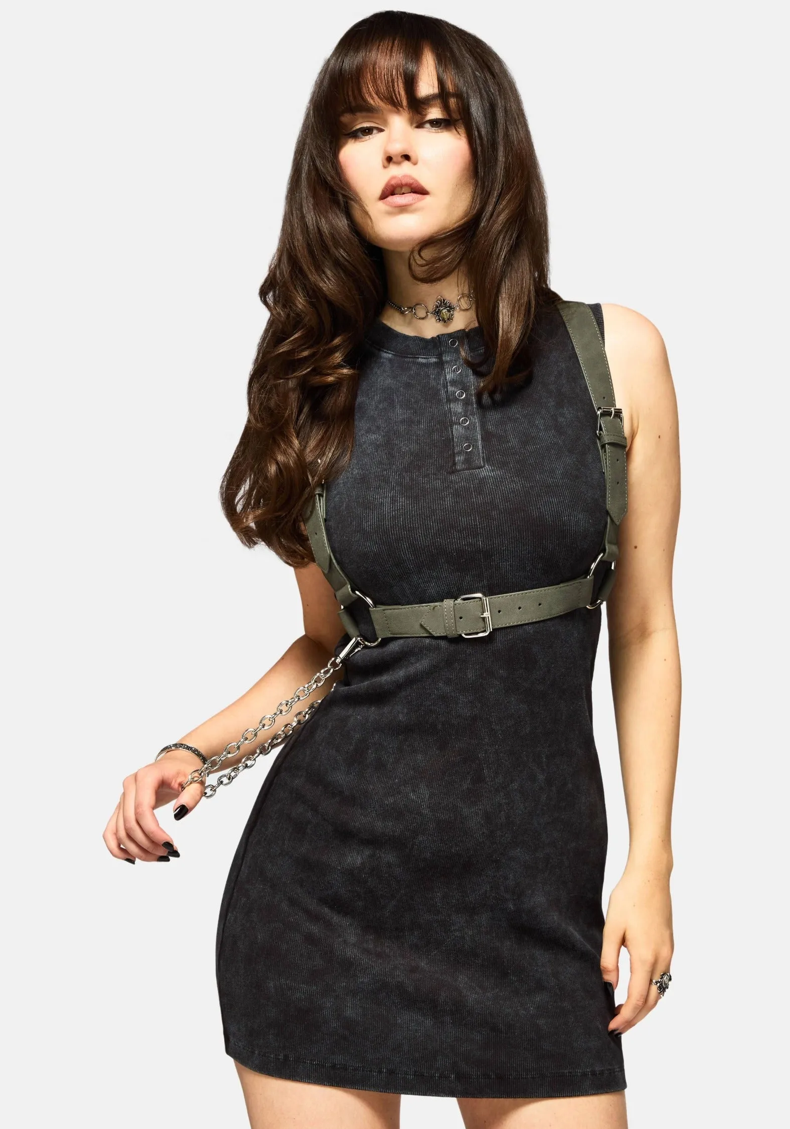 Despair Cotton Embroidered Acid Wash Ribbed Mini Dress Comfy Design Modern Muse