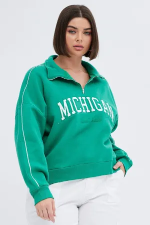 Adult Size Timeless Wear Green Zip Up Sweatshirt
