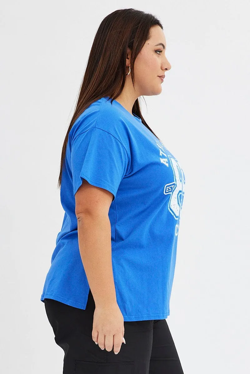 Perfect Layer Wear Casual Chic Look Blue Graphic T-shirt 98 Athletic Dept Cotton Jersey
