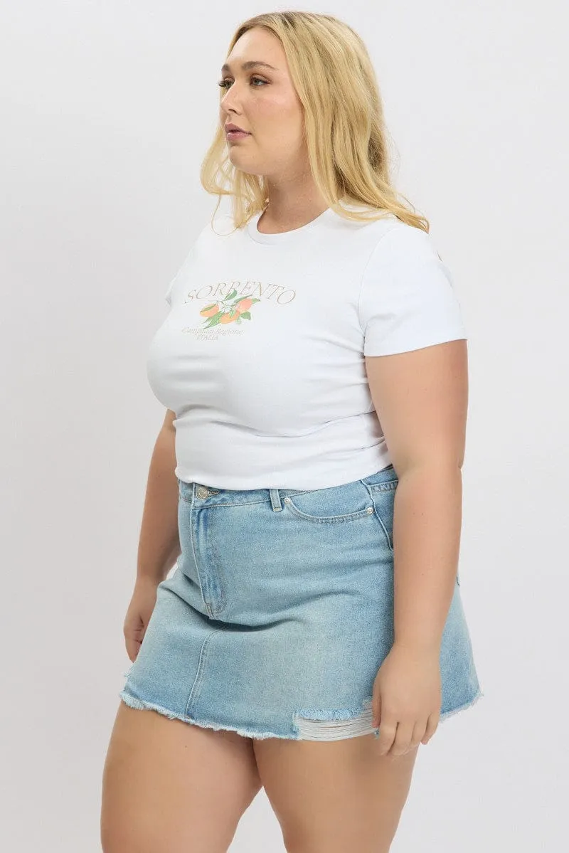 Travel Light White Graphic T Shirt Short sleeve Crew Neck