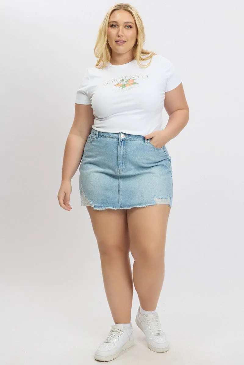 Men's White Graphic T Shirt Short sleeve Crew Neck