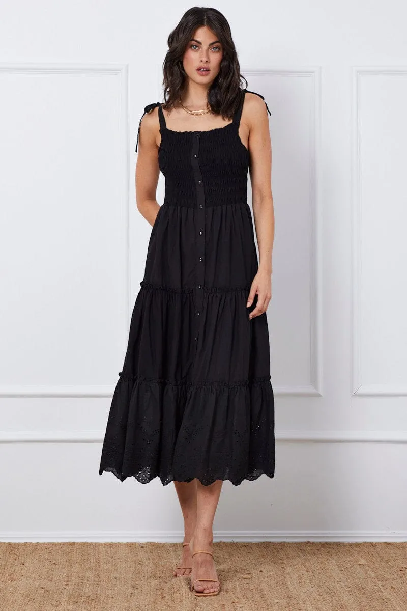 Golden Hour Island Edge Black Maxi Dress Sleeveless