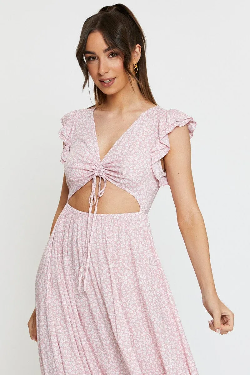 Beautiful floor-skimming dress Daylight Warm Ditsy Print Maxi Dress Sleeveless V Neck