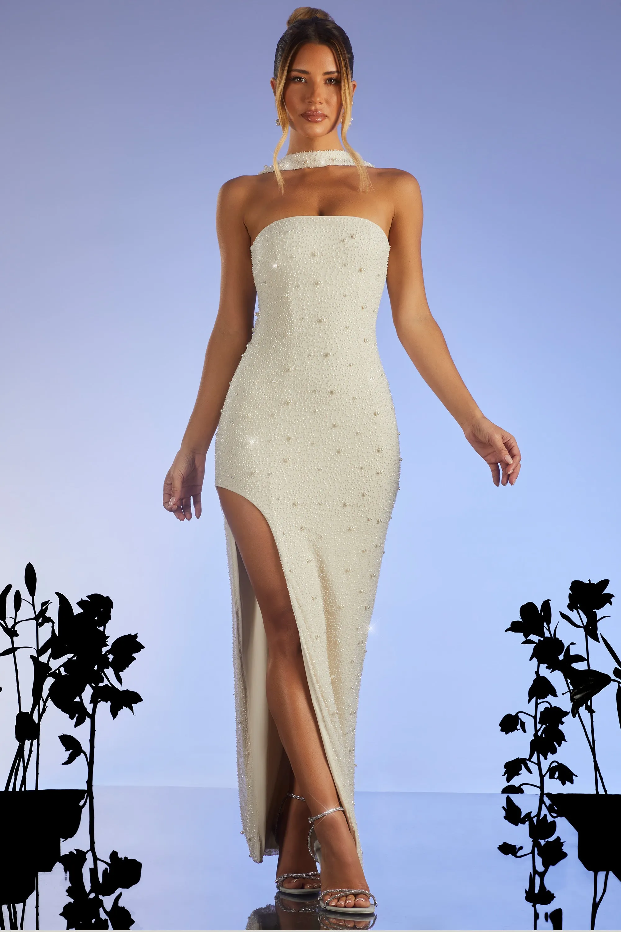 Embellished Bandeau Maxi Dress in Ivory Magic Hour