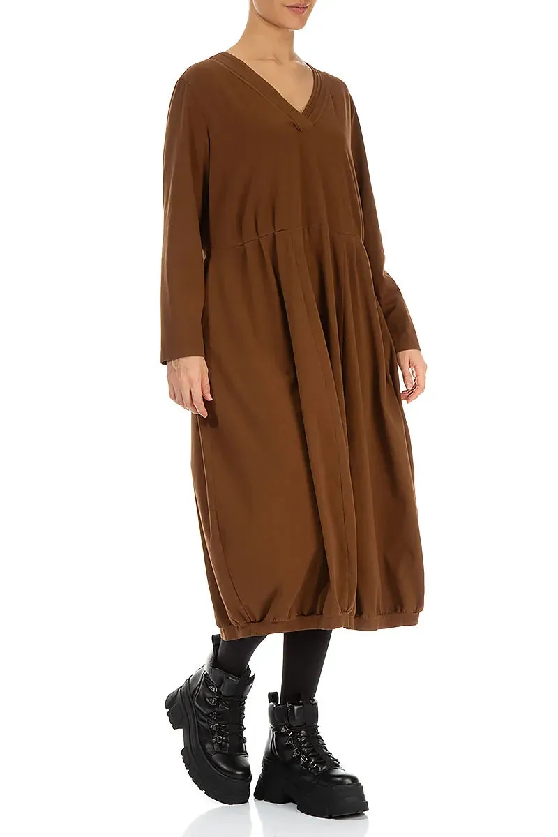 V-Neck Aged Copper Cotton Dress Colorfast Dye