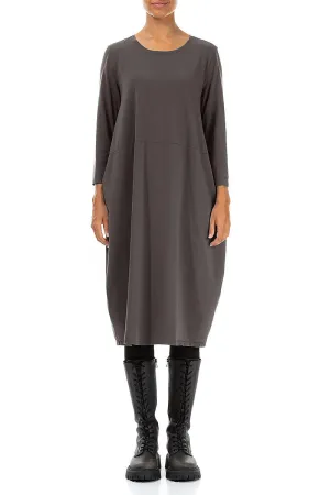 Balloon Forest Brown Cotton Dress Opaque Tone