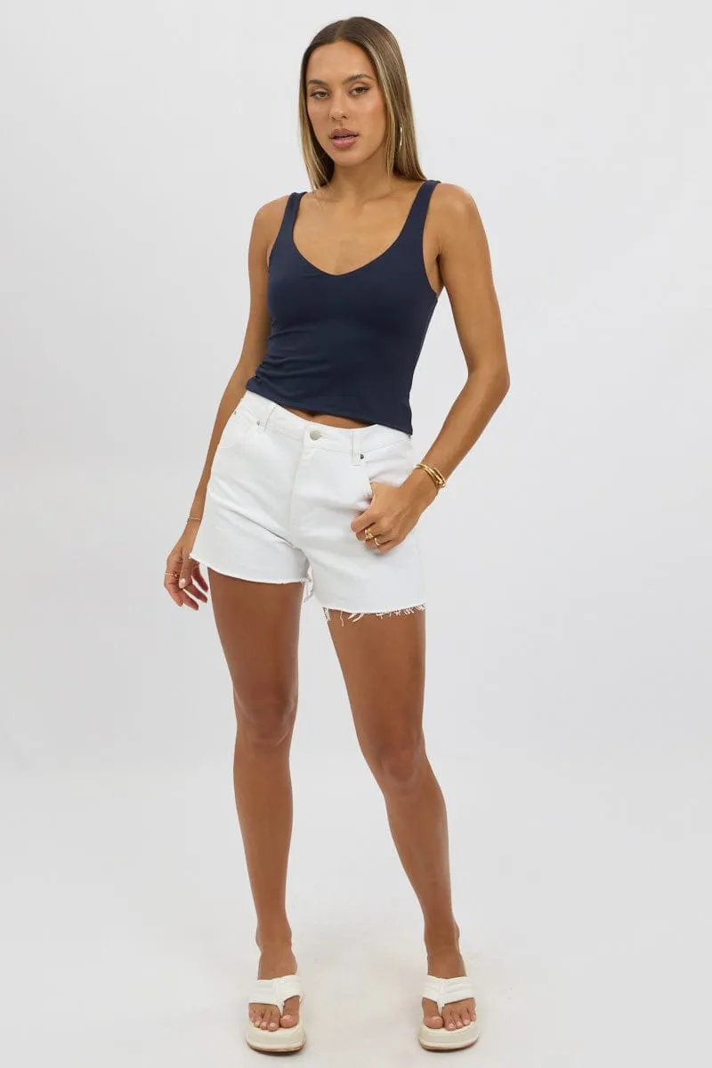 Tagless Design Blue Tank Top V Neck Supersoft