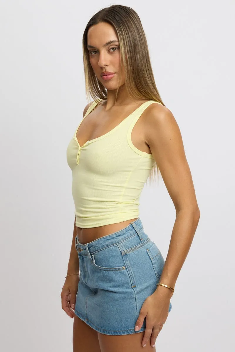 Yellow Rib Tank Button Front Antibacterial Treatment Versatile Hat