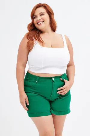 Tough Core Green Mom Denim Shorts High Rise