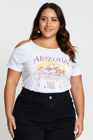 AllSeasonWear Chill Vibes White Graphic T-shirt Arizona Crew Neck Short Sleeve